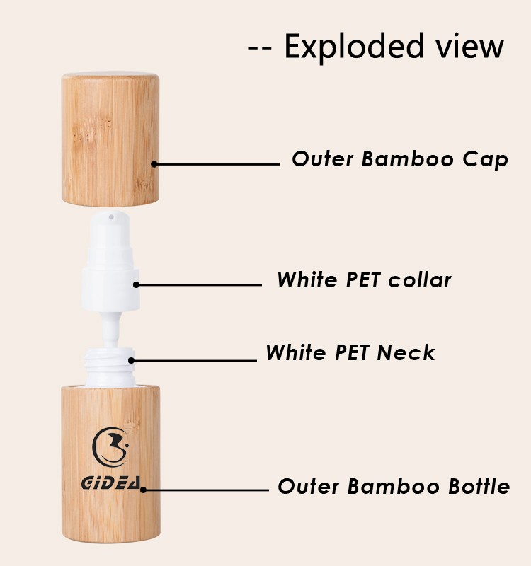 30ml 50ml Bamboo Cosmetic PET Pump Bottle